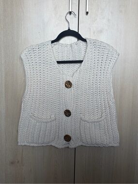 Cozy Cream Knit Sweater Vest